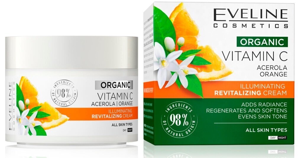 Elustav päeva- ja öökreem Eveline Organic Vitamin C Illuminating, 50 ml цена и информация | Näokreemid | hansapost.ee