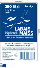 LDPE пакеты для мусора, 250 литров, 100x125см, 5 шт. в одном рулоне. цена и информация | Мешки для мусора | hansapost.ee