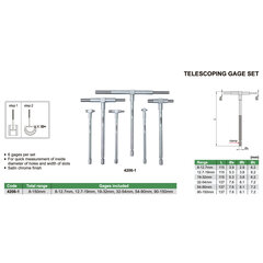 Комплект телескопических датчиков Insize (6 шт), 8-150мм цена и информация | Механические инструменты | hansapost.ee