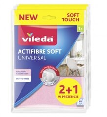 Салфетка мягкая Vileda Actifiber Soft Universal 3 шт. цена и информация | Тряпки и салфетки для чистки | hansapost.ee