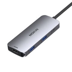 MOKiN 7 in 1 Adapter Hub USB-C to 2x USB 3.0 + 2x USB-C + SD + Micro SD + HDMI (silver) цена и информация | Адаптеры и USB-hub | hansapost.ee