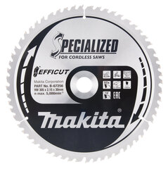 Пильный диск B-67256 TCT EFFICUT 305X2,15X30 мм 10 ° T60 Makita цена и информация | Ручной инструмент, 18 В 125 мм бесщеточная угловая шлифовальная машина для Makita Cordless, замена литий-ионного аккумулятора | hansapost.ee