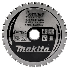 T.C.T saeketas 136 x 1.1 x 20 mm 0° T30 B-69266 Makita hind ja info | Käsitööriistad | hansapost.ee