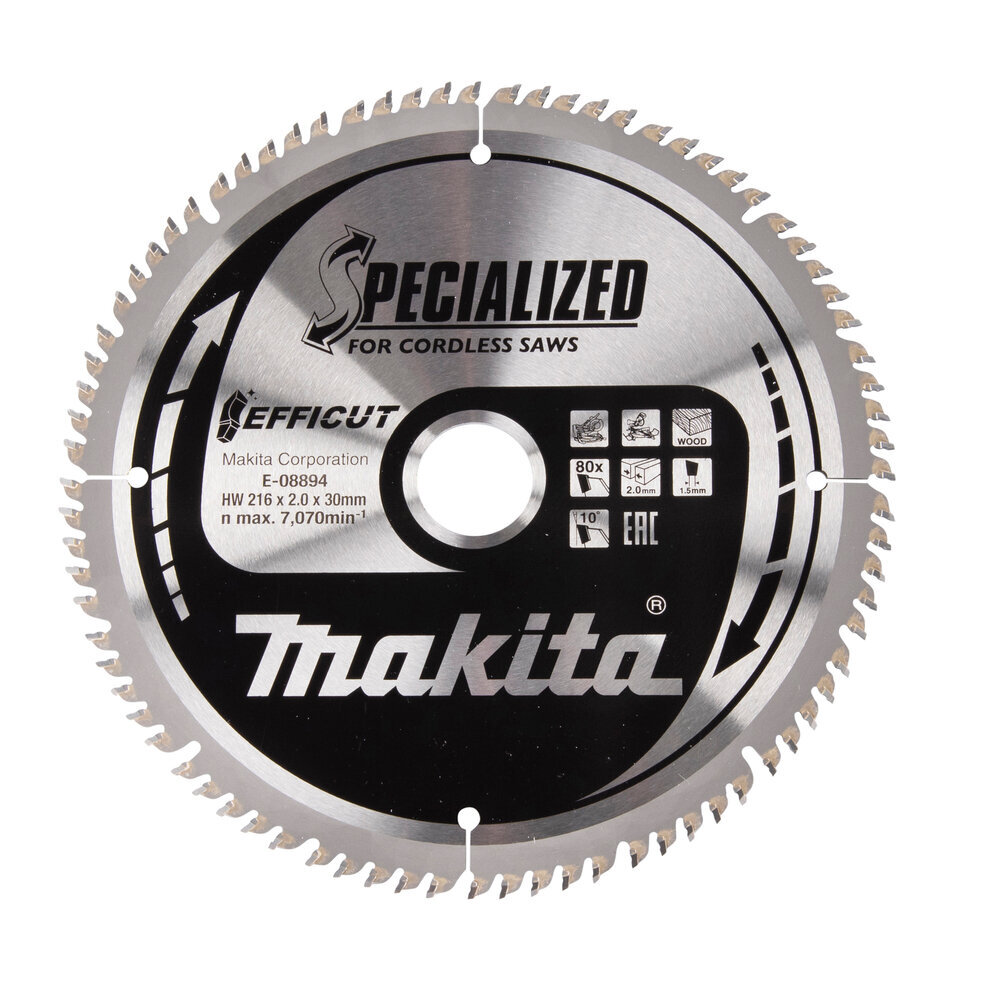 T.C.T saeketas 216 x 30 x 2.0 mm 10° T80 E-08894 Makita hind ja info | Käsitööriistad | hansapost.ee