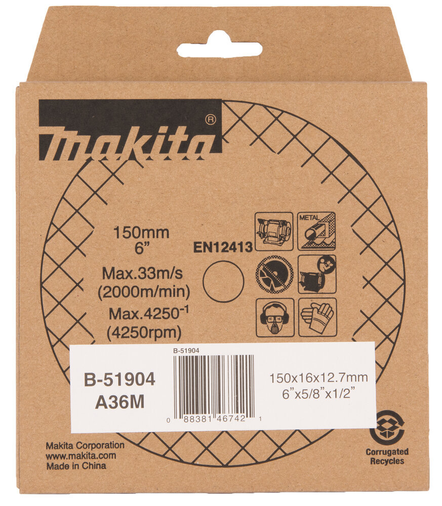 KÄIAKIVI 150x16x12,7mm A36M B-51904 Makita hind ja info | Käsitööriistad | hansapost.ee