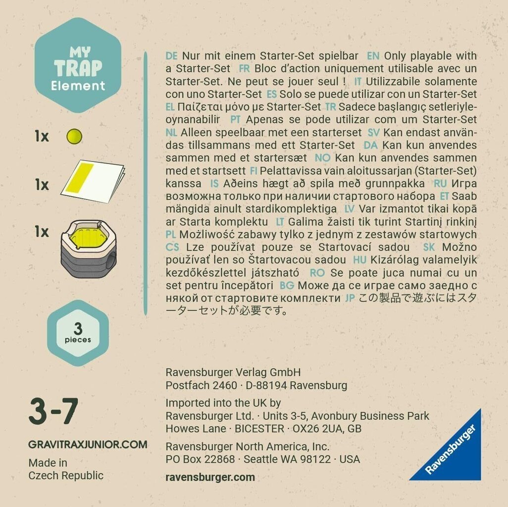 Konstruktor täiendus Ravensburger GraviTrax Junior Element Trap hind ja info | Klotsid ja konstruktorid | hansapost.ee