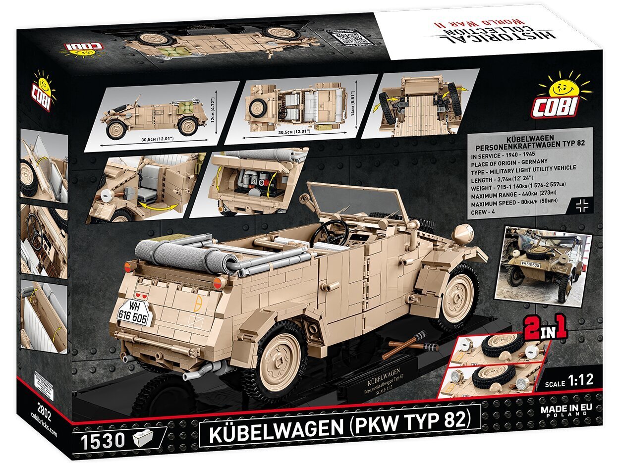 COBI - Plastkonstruktorid Kübelwagen (PKW Typ 82) - Executive Edition, 1/12, 2802 hind ja info | Klotsid ja konstruktorid | hansapost.ee