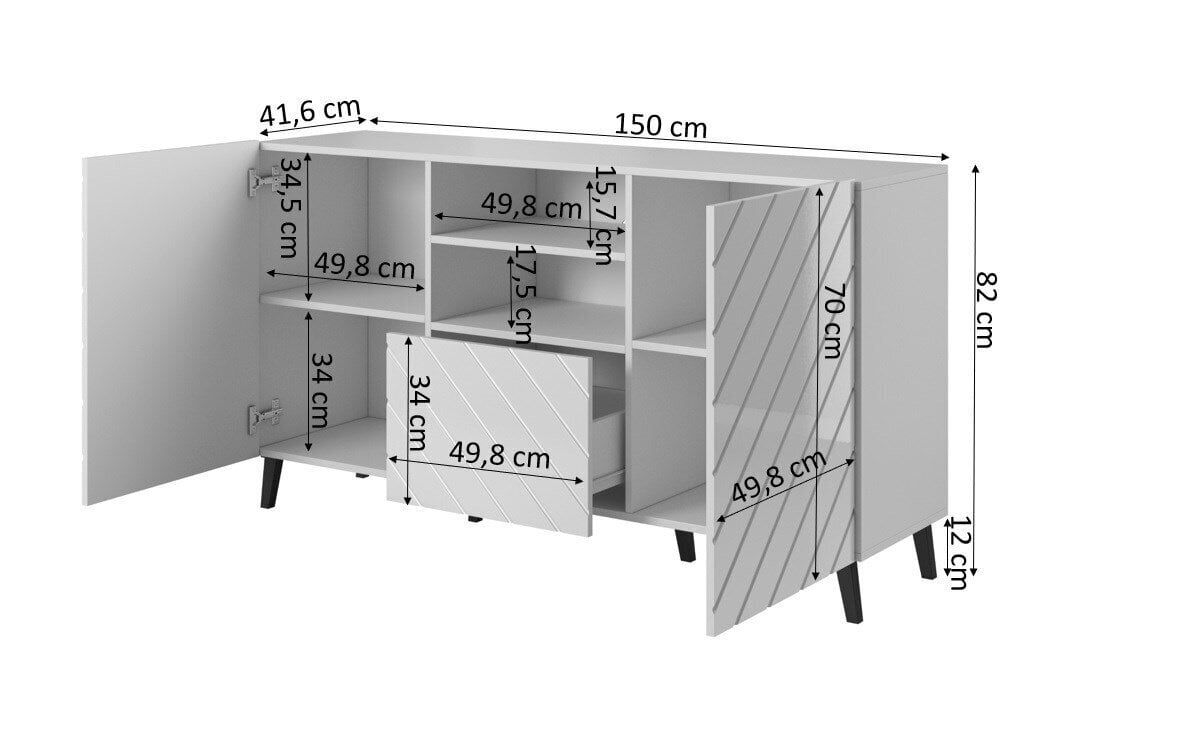 Kummut Cama Meble Abeto, 150x42x82 cm, hall hind ja info | Kummutid | hansapost.ee