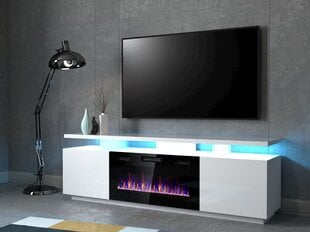 Telerilaud elektrikaminaga Cama Meble EVA, 180x40x52 cm, valge цена и информация | Тумбы под телевизор | hansapost.ee