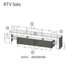 Telerialus Cama Meble Solo, 200x45x35 cm, hall hind ja info | Televiisori alused | hansapost.ee