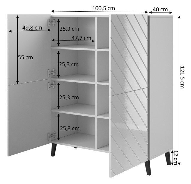 Kummut Cama Meble Abeto, 100,5x40x121,5 cm, must hind ja info | Kummutid | hansapost.ee