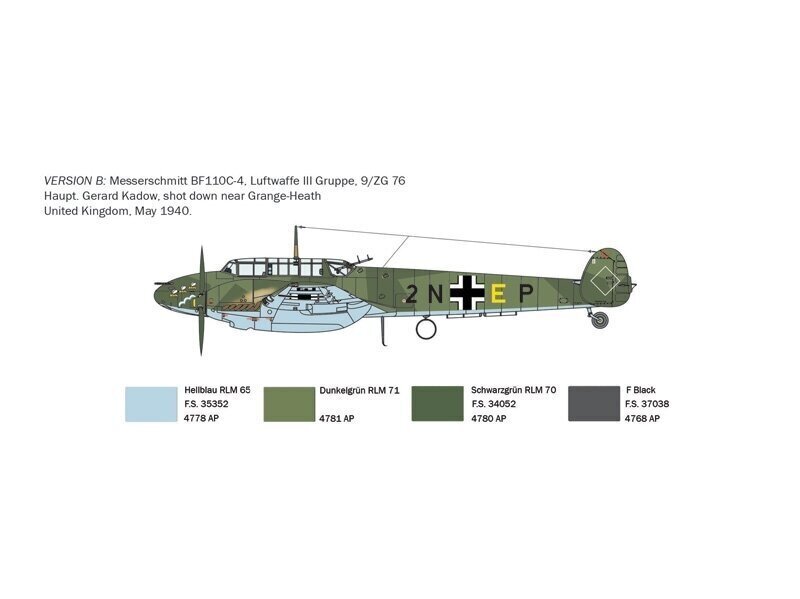 Konstruktor Italeri - Messerschmitt Bf 110 C Zerstörer, 1/72, 0049 hind ja info | Klotsid ja konstruktorid | hansapost.ee