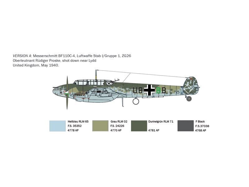 Konstruktor Italeri - Messerschmitt Bf 110 C Zerstörer, 1/72, 0049 hind ja info | Klotsid ja konstruktorid | hansapost.ee