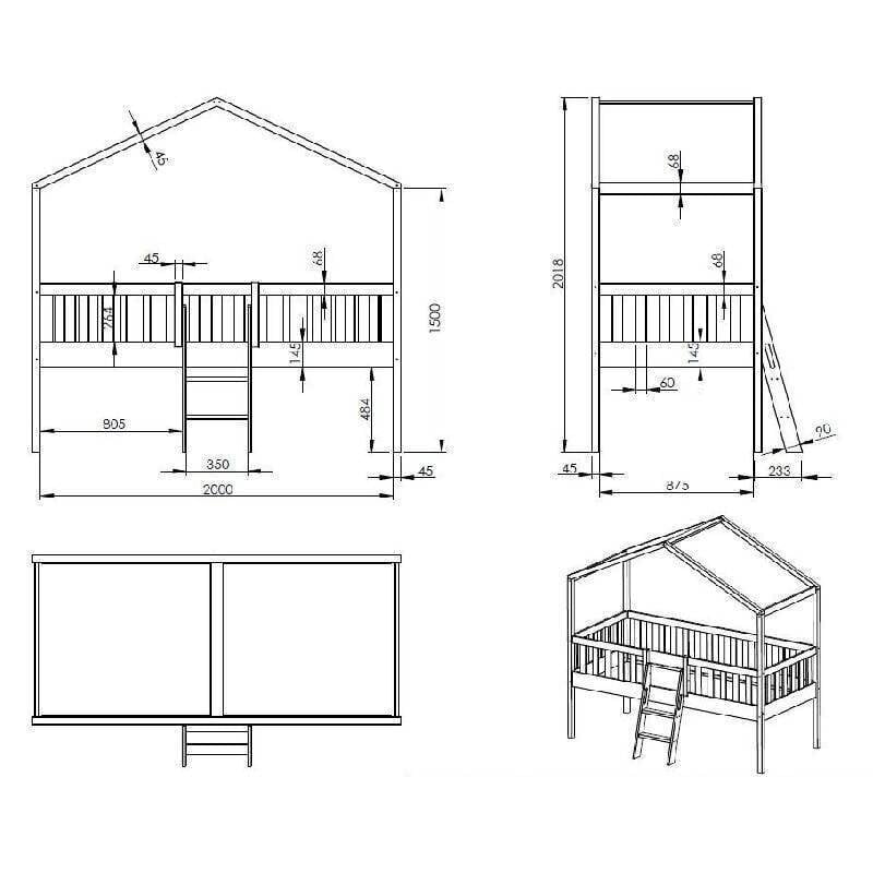 2-osaline laste voodikomplekt Aatrium Dallas, 90x200 cm, valge цена и информация | Lastevoodid | hansapost.ee