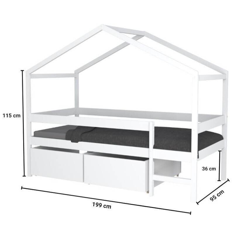 2-osaline lastevoodi komplekt Aatrium Mika, 90x190 cm, valge цена и информация | Lastevoodid | hansapost.ee