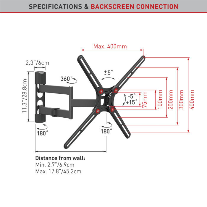 Teleri seinakinnitus Barkan AL3430, 13"-65", 40 kg, 400x400 mm hind ja info | Teleri seinakinnitused ja hoidjad | hansapost.ee