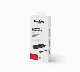 Fusion USB-C kuni 4 x USB 3.0 jaotur 5 Gbps must (EU Blister) hind ja info | USB adapterid ja jagajad | hansapost.ee