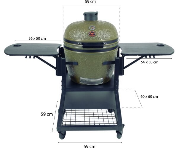 FireBird Kamado grill 59 cm (23,5 tolli) koos liikuva toidukorviga FB235 hind ja info | Grillid | hansapost.ee