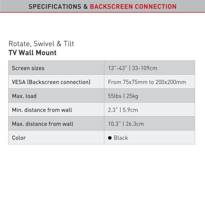 Teleri seinakinnitus Barkan AL230, 13"-43", 25 kg, 200x200 mm hind ja info | Teleri seinakinnitused ja hoidjad | hansapost.ee