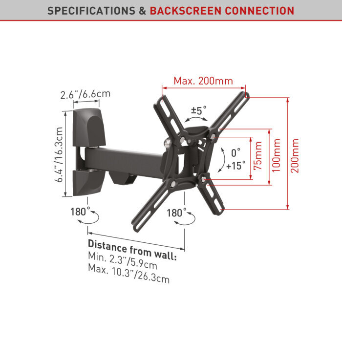 Teleri seinakinnitus Barkan AL230, 13"-43", 25 kg, 200x200 mm цена и информация | Teleri seinakinnitused ja hoidjad | hansapost.ee