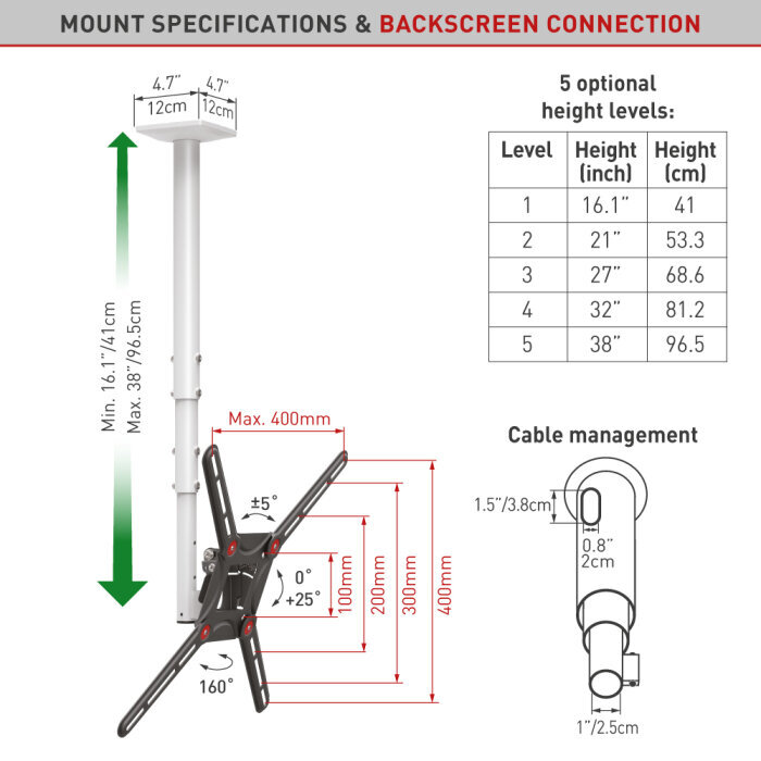 Teleri laekinnitus Barkan AL350W, 13"-65", 40 kg, 400x400 mm hind ja info | Teleri seinakinnitused ja hoidjad | hansapost.ee