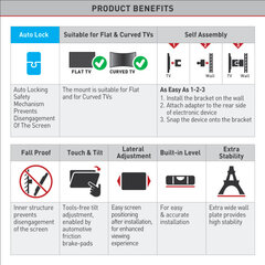 Настенное крепление для ТВ Barkan AL41, 13"-90", 60 кг, 600x400 мм цена и информация | Кронштейны и крепления для телевизоров | hansapost.ee