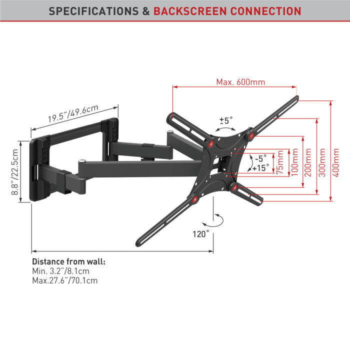 Teleri seinakinnitus Barkan AL4640L, 13"-90", 60 kg, 600x400 mm цена и информация | Teleri seinakinnitused ja hoidjad | hansapost.ee