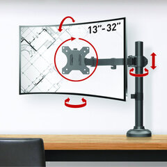 Monitori lauakinnitus Barkan M121T, 13"-32", 6.5 kg, 100x100 mm hind ja info | Teleri seinakinnitused ja hoidjad | hansapost.ee