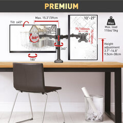 Настольное крепление Barkan M142T для монитора, 13"-27", 5x2 кг, 100x100 мм цена и информация | Кронштейны и крепления для телевизоров | hansapost.ee