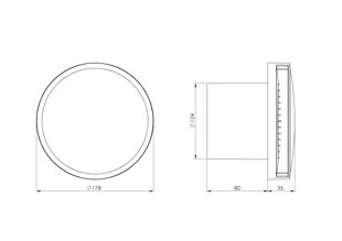 Электровентилятор Europlast E-Extra EAT125, Ø125 мм c крышкой, шариковым подшипником цена и информация | Vannitoa ventilaatorid | hansapost.ee