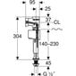 Vee täitmismehhanism Geberit 340 tüüp 1/2 ", alumine ühendus, plastikühendus. 136.726.00.1 цена и информация | WC-poti lisatarvikud | hansapost.ee