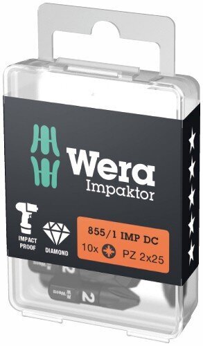 Wera 855/1 Impaktor otsakud PZ 2 x 25mm, 10tk hind ja info | Käsitööriistad | hansapost.ee