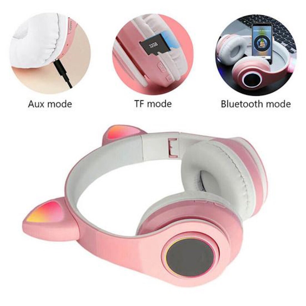 Riff P39M Bluetooth-peakomplekt mikrofoniga + Led Cat Ears Black hind ja info | Kõrvaklapid | hansapost.ee