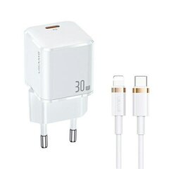 USAMS Ład. siec. 1xUSB-C T45 30W PD3.0 Fast Charging +kabel U63 USB-C|Lightning biały|white UXTZH02 (USAMS-UX) цена и информация | Зарядные устройства для телефонов | hansapost.ee