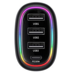 USAMS Ład. sam. 1xUSB-C 3xUSB-A C34 48W 3A+C PD Fast Charge czarny|black CC170CC01 (US-CC170) цена и информация | Зарядные устройства для телефонов | hansapost.ee