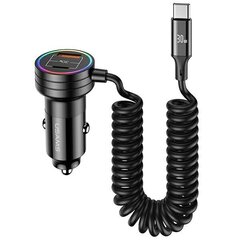 USAMS Ład. sam. 2xUSB-C 1xUSB-A C33 60W with spring cable Fast Charge czarny|black CC167CC01 (US-CC167) цена и информация | Зарядные устройства для телефонов | hansapost.ee