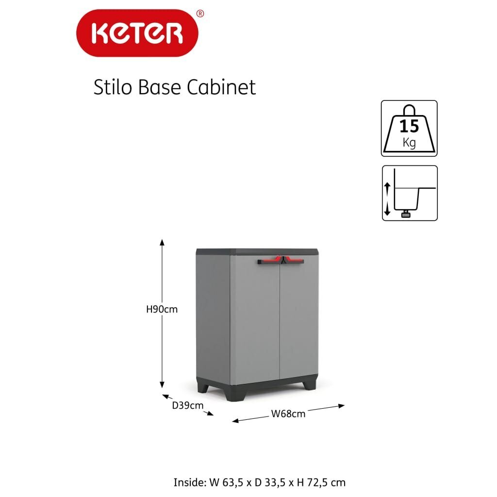 Keter madal hoiukapp Stilo, hall ja must, 90 cm hind ja info | Elutoa kapid | hansapost.ee