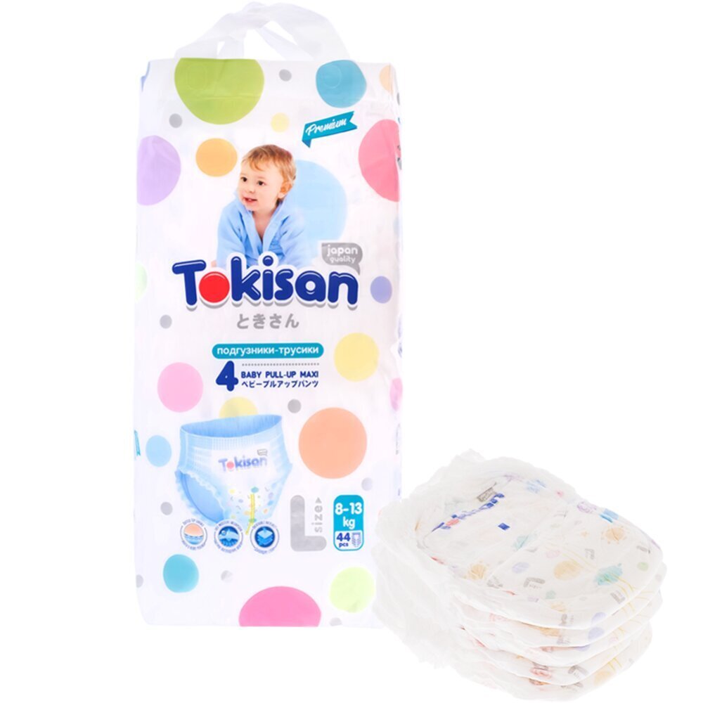 Laste mähkmepüksid Tokisan suurus 4 (8-13 kg) L, 44 tk цена и информация | Mähkmed, riidest mähkmed | hansapost.ee