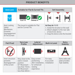 Настенное крепление для ТВ  Barkan AL40, 13"-90", 60 кг, 600x400 мм цена и информация | Кронштейны и крепления для телевизоров | hansapost.ee