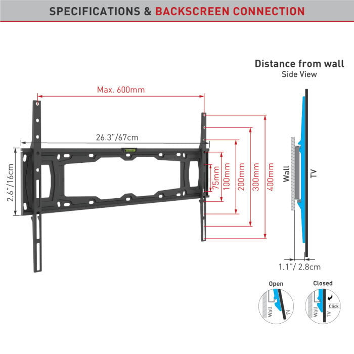 Teleri seinakinnitus Barkan AL40,   13"-90", 60 kg, 600x400 mm цена и информация | Teleri seinakinnitused ja hoidjad | hansapost.ee