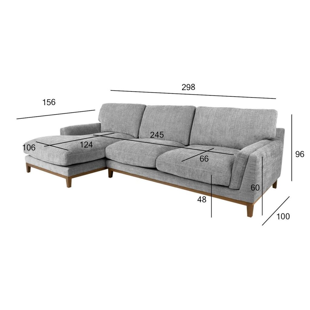 Nurgadiivan Home4You Basil RC, 298x100x96 cm, hall hind ja info | Nurgadiivanid ja nurgadiivanvoodid | hansapost.ee