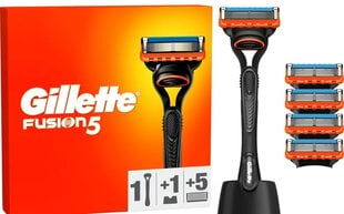 Набор для бритья Gillette Fusion5 для мужчин: бритва + 5 лезвий для бритья + подставка цена и информация | Средства для бритья | hansapost.ee