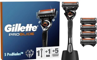 Набор для бритья Gillette Fusion5 ProGlide для мужчин: бритва + 3 лезвия для бритья + подставка цена и информация | Средства для бритья | hansapost.ee