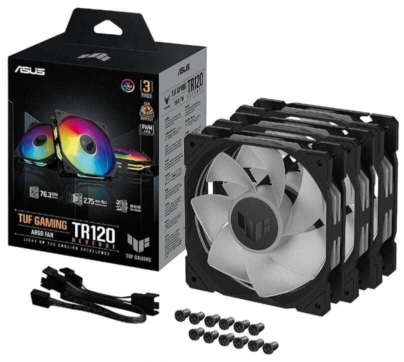 Asus TUF Gaming TR120 Reverse ARGB Black 3 Pack (90DA00D0-B09020) hind ja info | Arvuti ventilaatorid | hansapost.ee