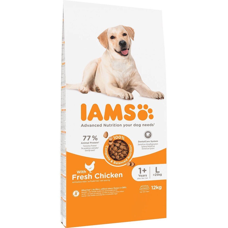 Iams for Vitality Adult kanaga suurt tõugu koertele, 12 kg hind ja info | Koerte kuivtoit ja krõbinad | hansapost.ee