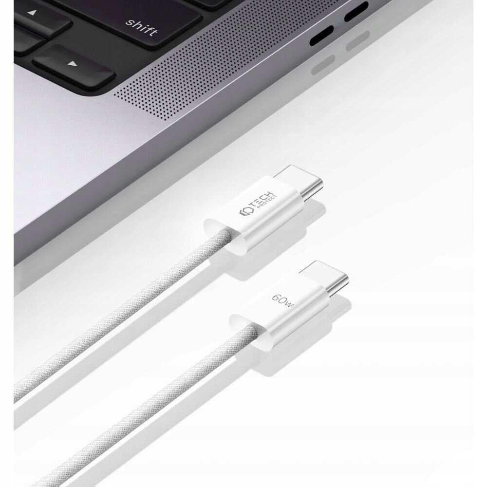 Kaabel Tech-Protect UltraBoost Classic USB-C USB-C 3A 60W 1m, valge цена и информация | Mobiiltelefonide kaablid | hansapost.ee