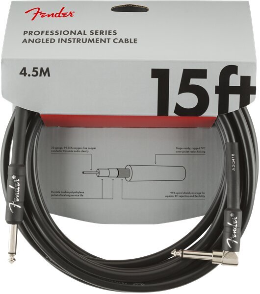 Instrumendikaabel Fender Professional 4,5M Angl Blk hind ja info | Juhtmed ja kaablid | hansapost.ee