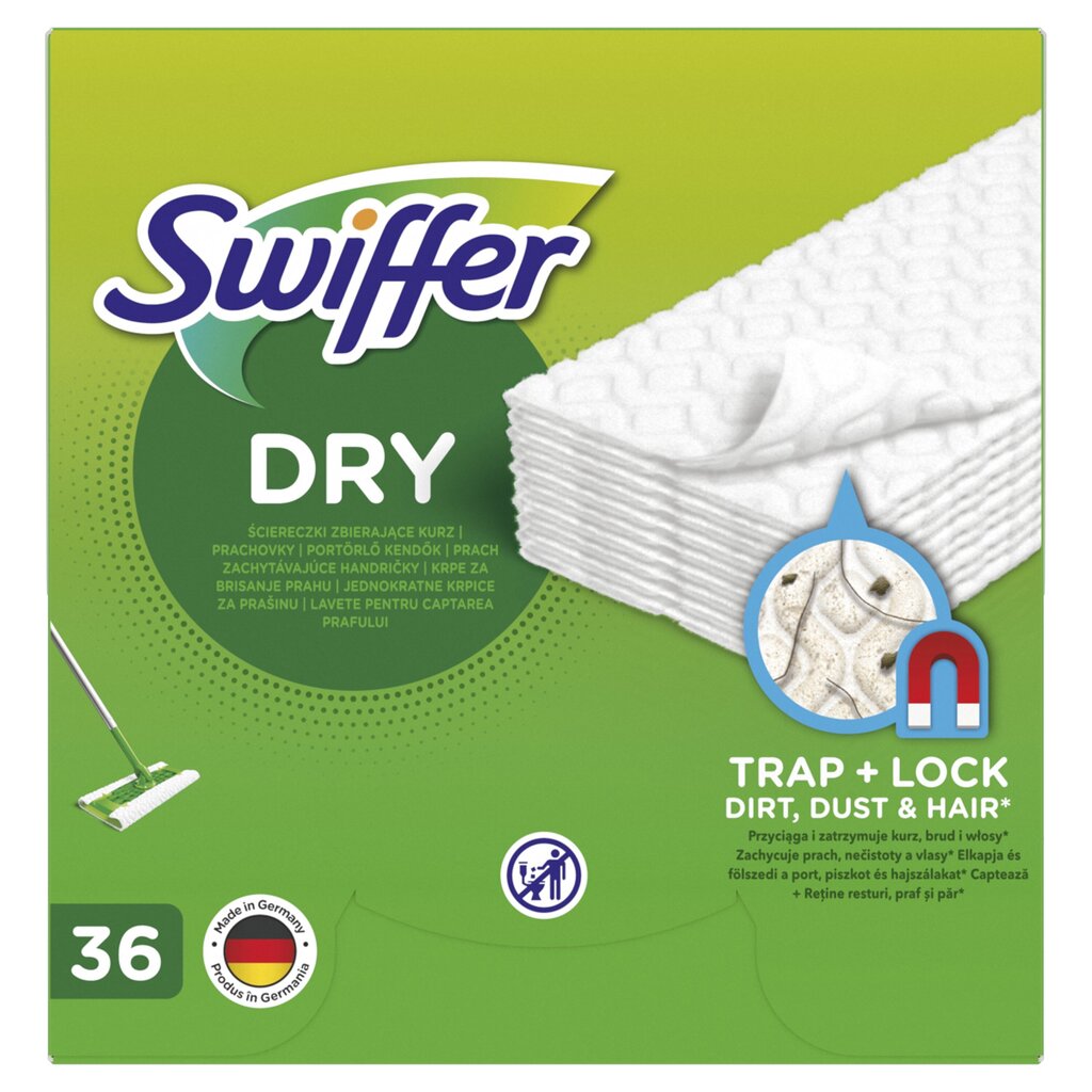 Swiffer Sweeper kuivad lapid, lisad 36tk цена и информация | Puhastustarvikud | hansapost.ee