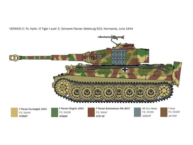 Konstruktor Italeri - Sd.Kfz.181 Panzerkampfwagen Tiger I Ausf.E (Late Production) D-Day 80th Anniversary, 1/35, 6754 цена и информация | Klotsid ja konstruktorid | hansapost.ee