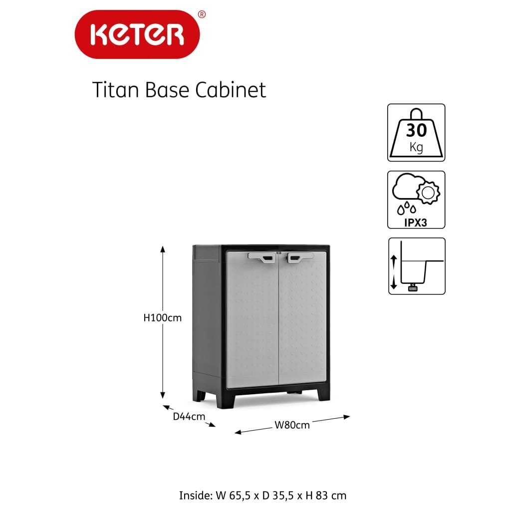 Keter madal hoiukapp riiulitega Titan, must ja hall, 100 cm hind ja info | Vannitoakapid | hansapost.ee